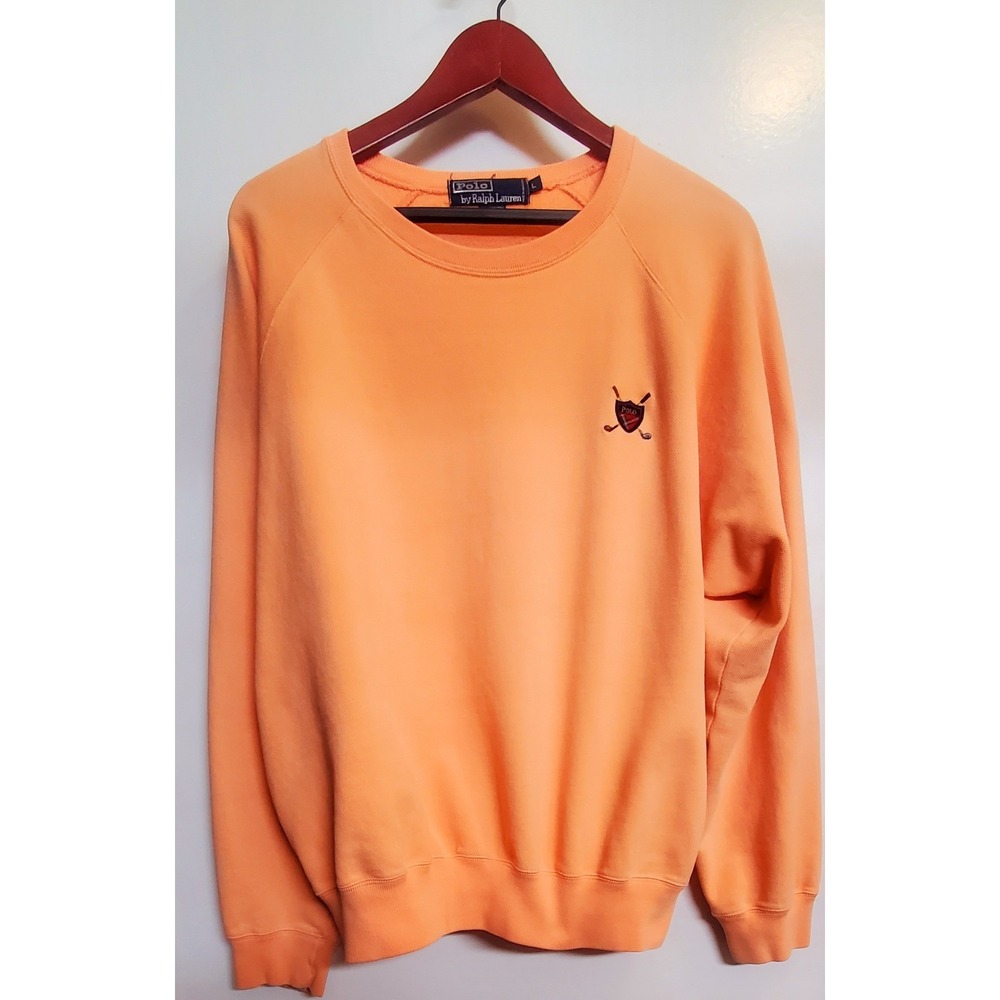 POLO Ralph Lauren Crest Sweatshirt L Peach English Turn Golf C Club New Orleans